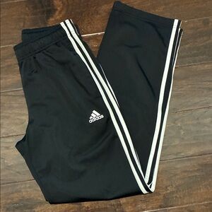 Adidas Black Joggers with White Stripes